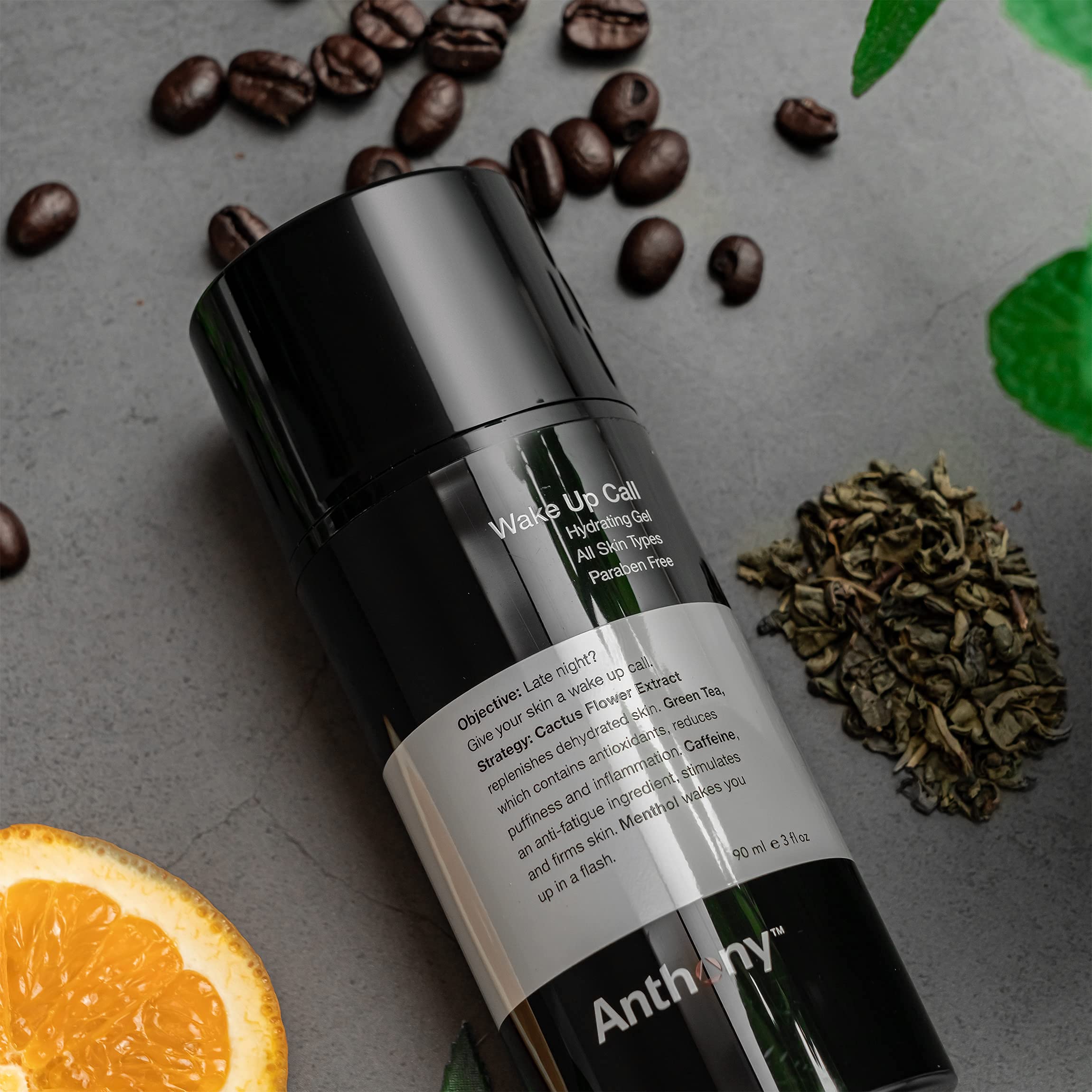 Anthony Wake Up Call, 3 Fl Oz, Face & Under Eye Gel for Dark Circles and Puffiness – Bags Treatment – Tired Skin Refresher & Moisturizer with Caffeine, Menthol, Green Tea, and Shea Butter